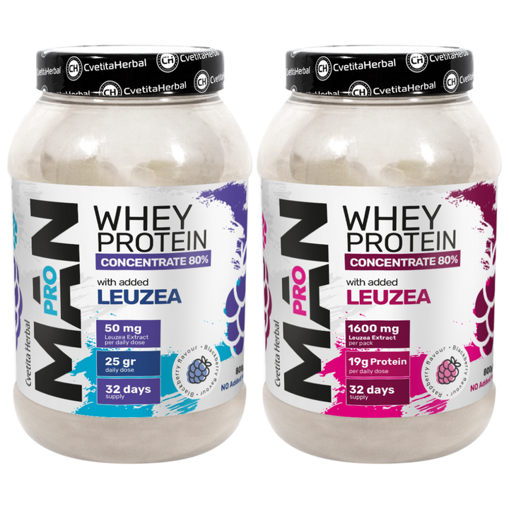 Суроватъчен Протеин с Левзея и Папая Ензими - MAN PRO WHEY CONCENTRATE (800 gr)