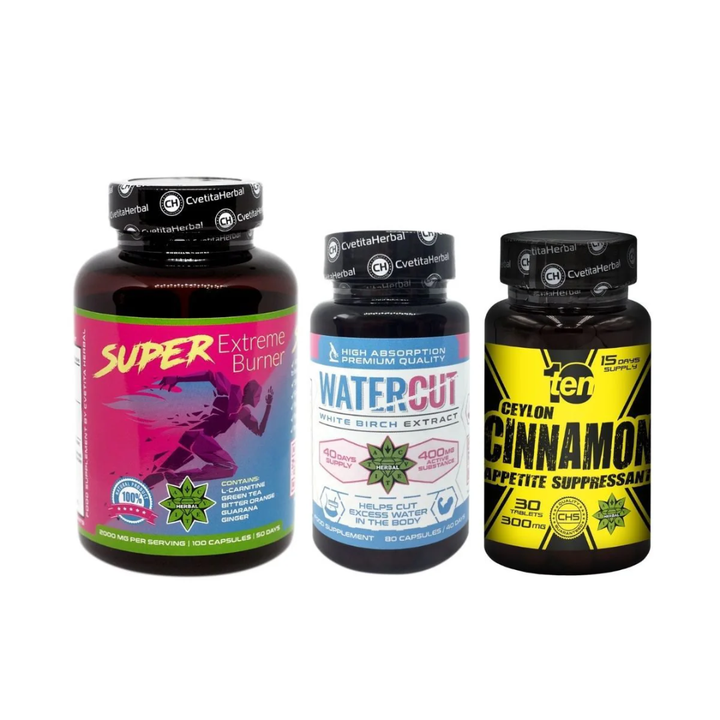 КОМБО ПАКЕТ ИЗГАРЯНЕ НА МАЗНИНИ: Super Extreme Burner + Water Cut + 10/ten Ceylon Cinnamon