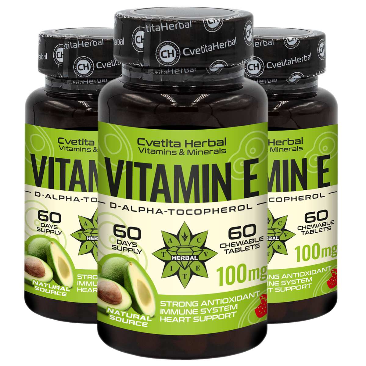 Витамин Е - Дъвчащи (60 таблетки x 100 mg)