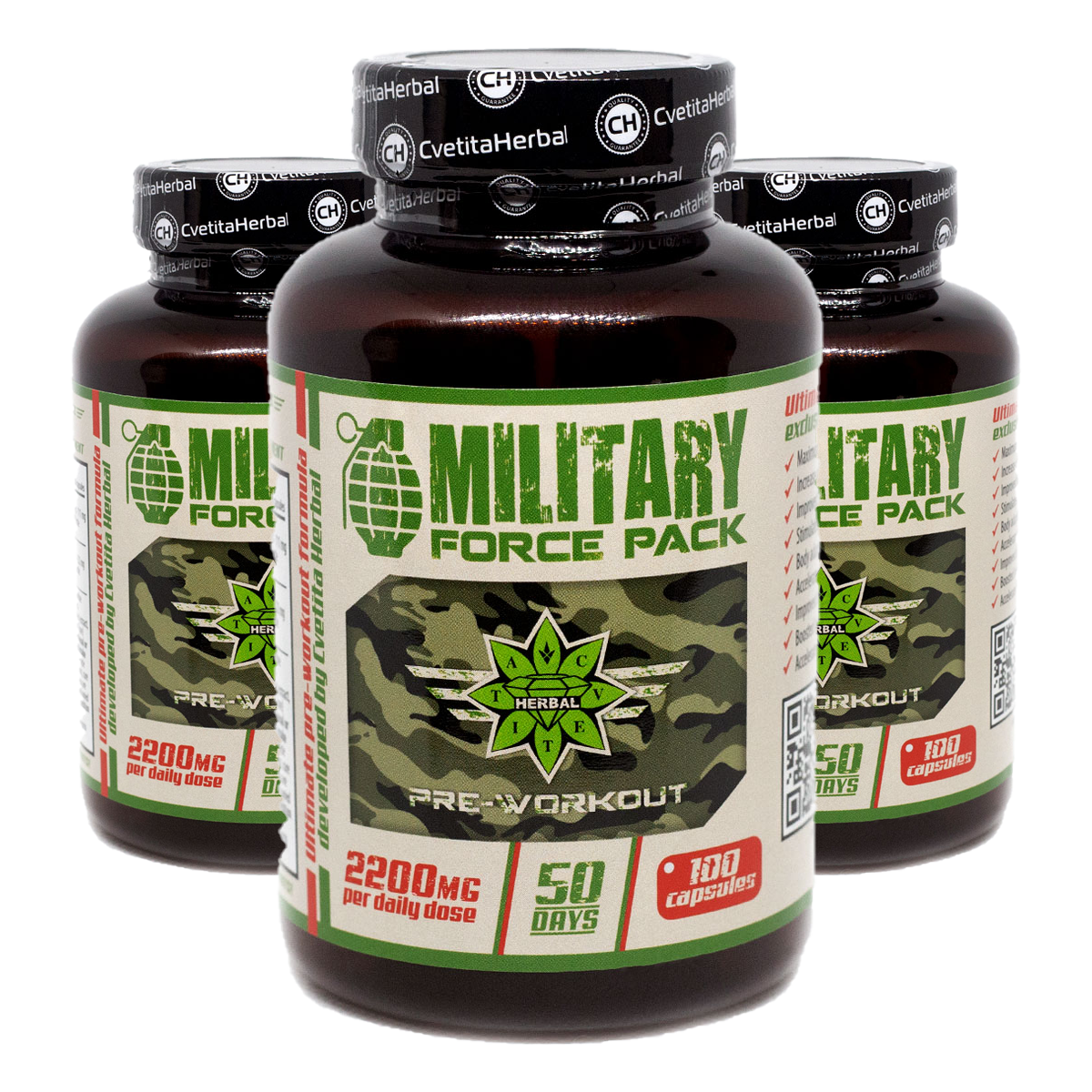 Билки и Аминокиселини - Military Force Pack (100 капс. х 1100 mg)