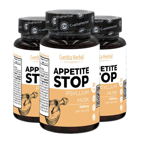 Бял Живовляк (Псилиум) - Appetite Stop (30 капс. x 1000 mg) 2+1