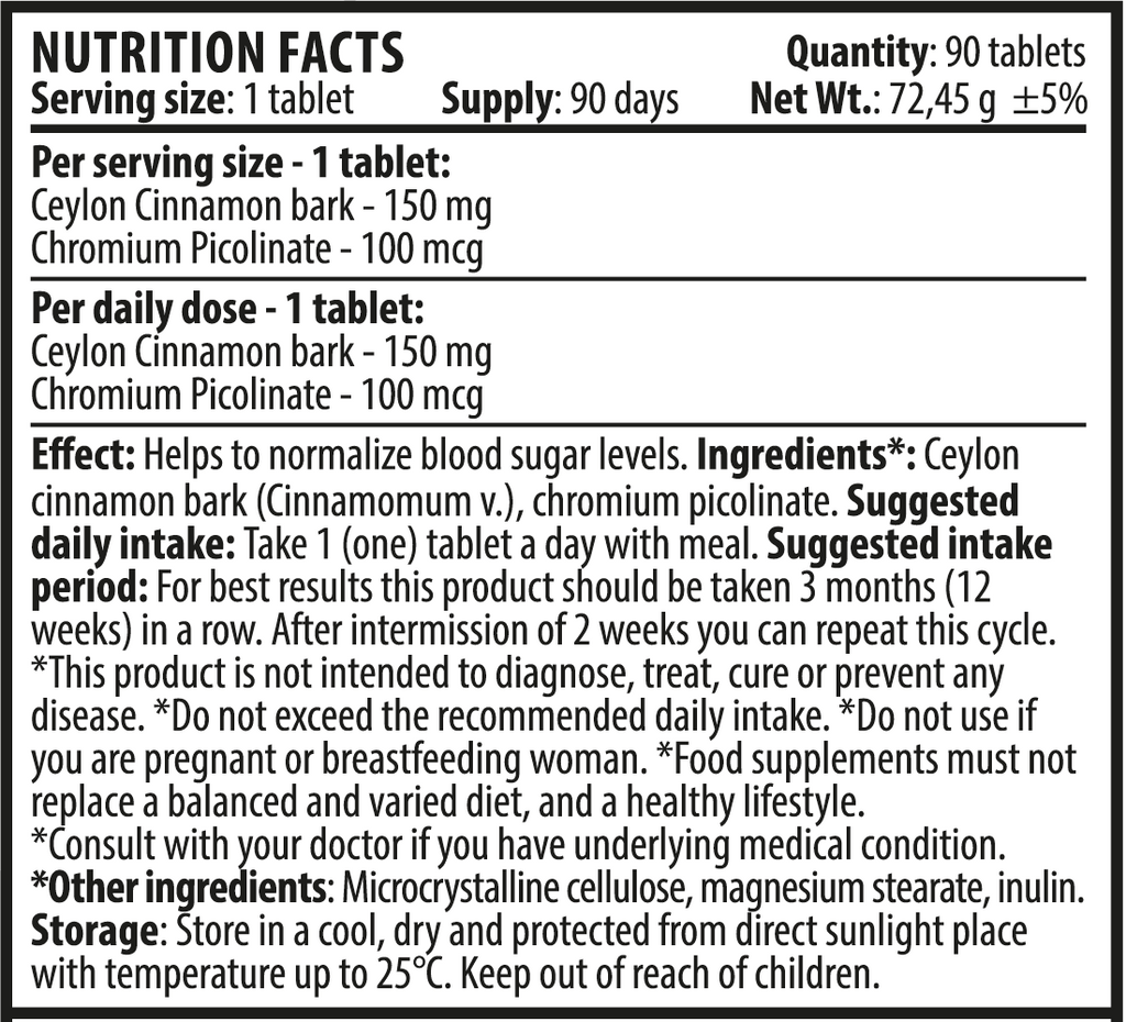 Апетит Баланс – Цейлонска Канела + Хром Пиколинат (90 табл.)