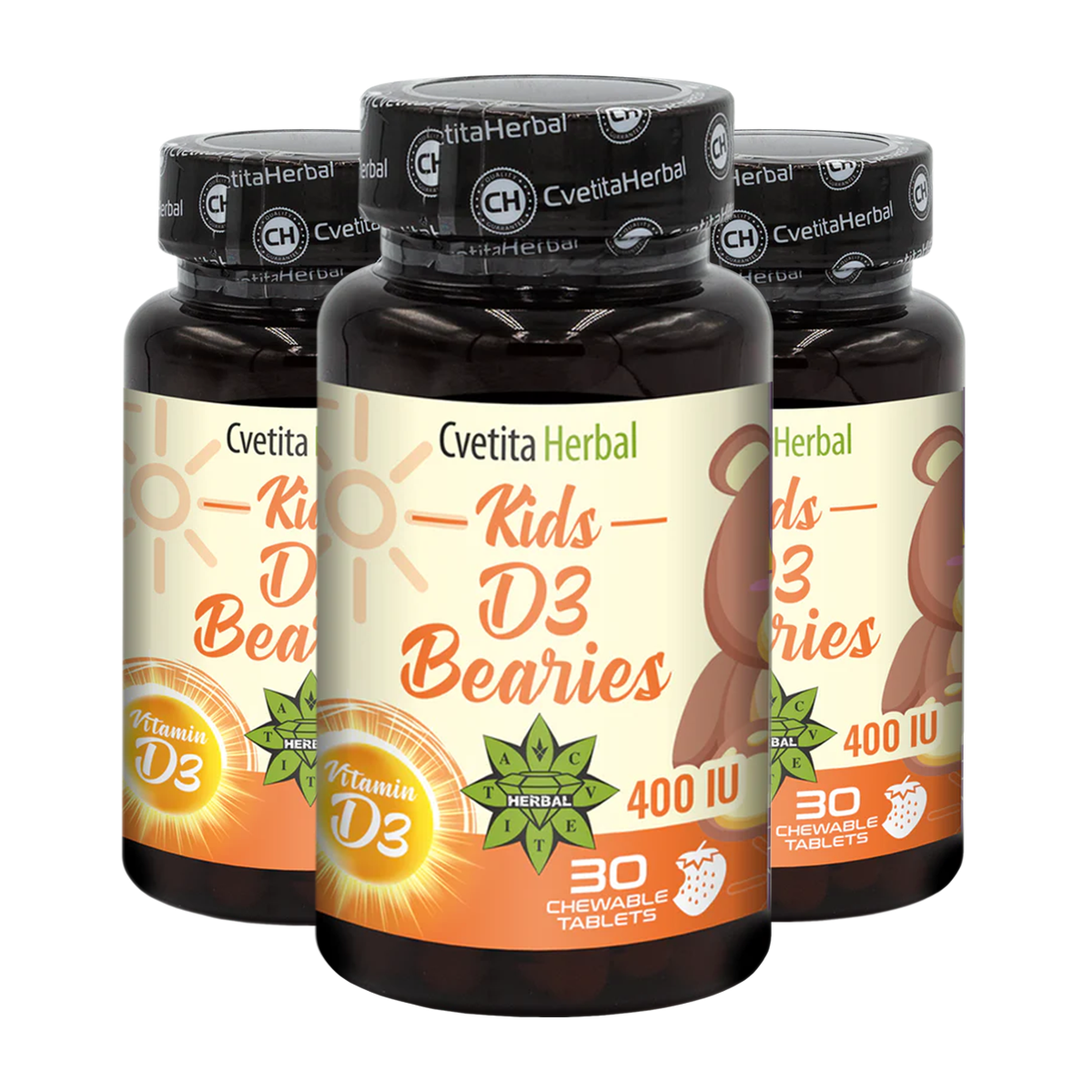 Витамини D3 за Деца - Kids D3 Bearies (30 таблетки x 600 IU) 2+1