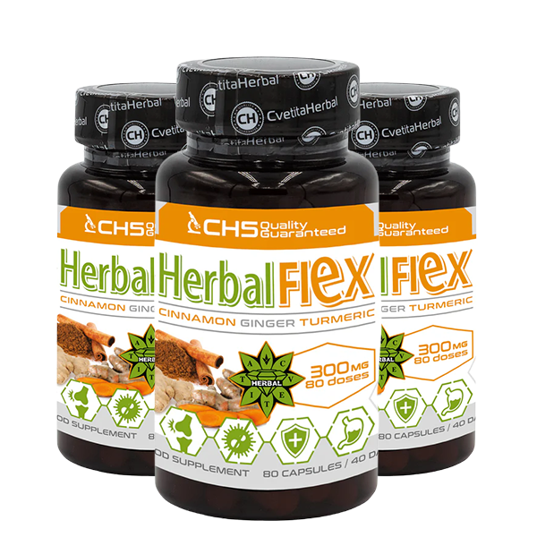 Куркума, Джинджифил, Цейлонска Канела - Хербал Флекс (80 капсули х 300mg) - Herbal Flex 2+1