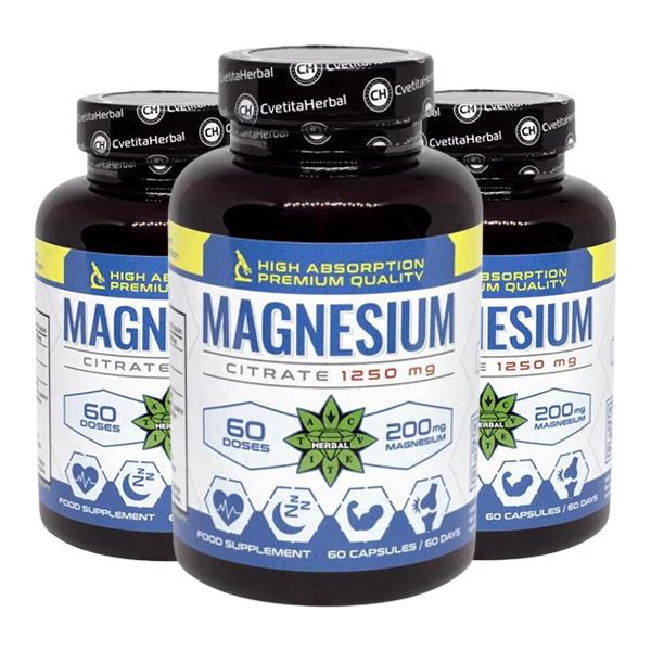 Магнезиев Цитрат (60 капсули x 1250 mg) 2+1