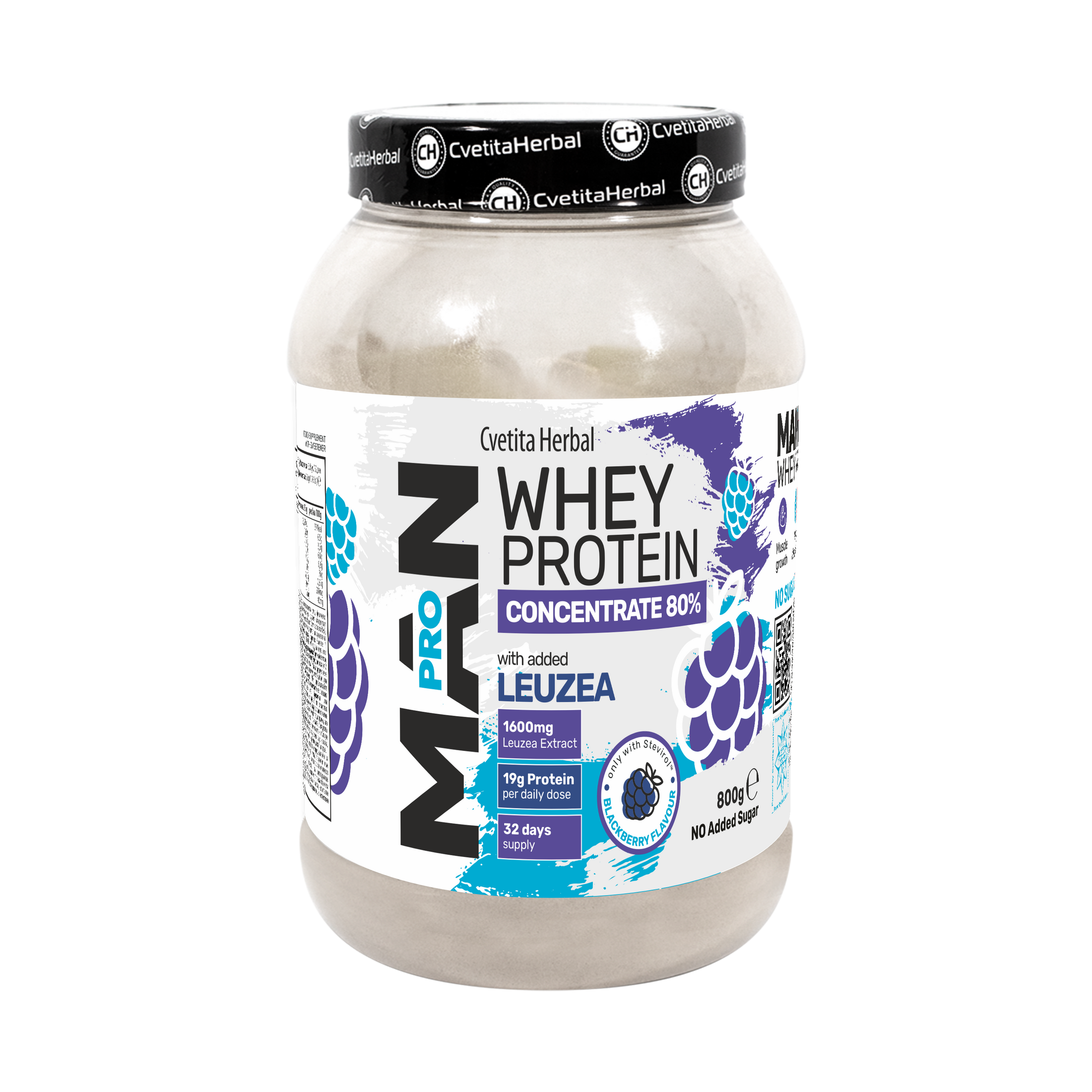 Суроватъчен Протеин с Левзея и Папая Ензими - MAN PRO WHEY CONCENTRATE (800 gr)