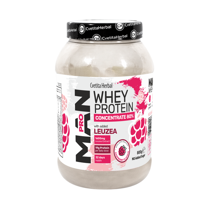 Суроватъчен Протеин с Левзея и Папая Ензими - MAN PRO WHEY CONCENTRATE (800 gr)