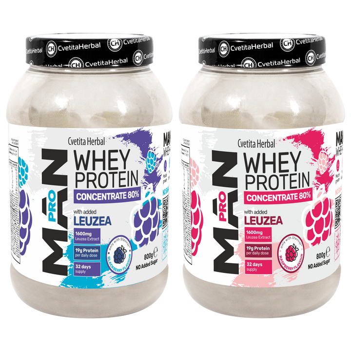 Суроватъчен Протеин с Левзея и Папая Ензими - MAN PRO WHEY CONCENTRATE (800 gr)