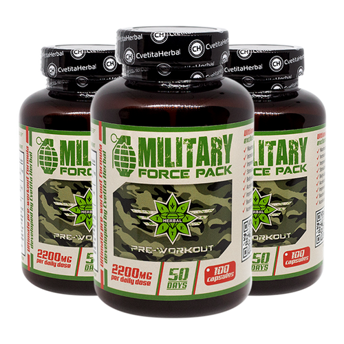 Билки и Аминокиселини - Military Force Pack (100 капс. х 1100 mg) 2+1
