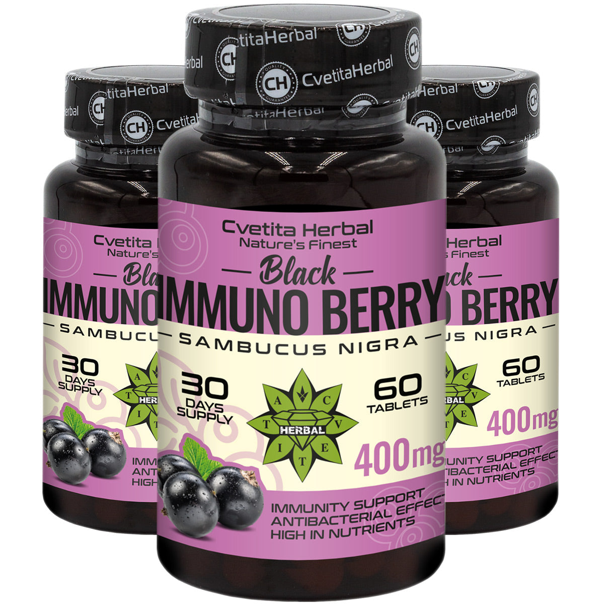 Черен Бъз Екстракт - Black Immuno Berry (60 таблетки) – Годен до 31.12.2026