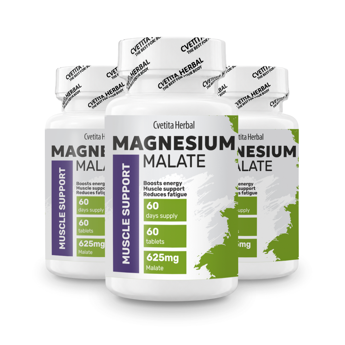 Магнезиев Малат 625 mg, 60 таблетки, Cvetita Herbal - промо пакет 2+1