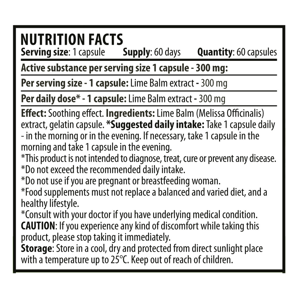 Екстракт от Маточина - Lime Balm (60 капсули х 300 mg)