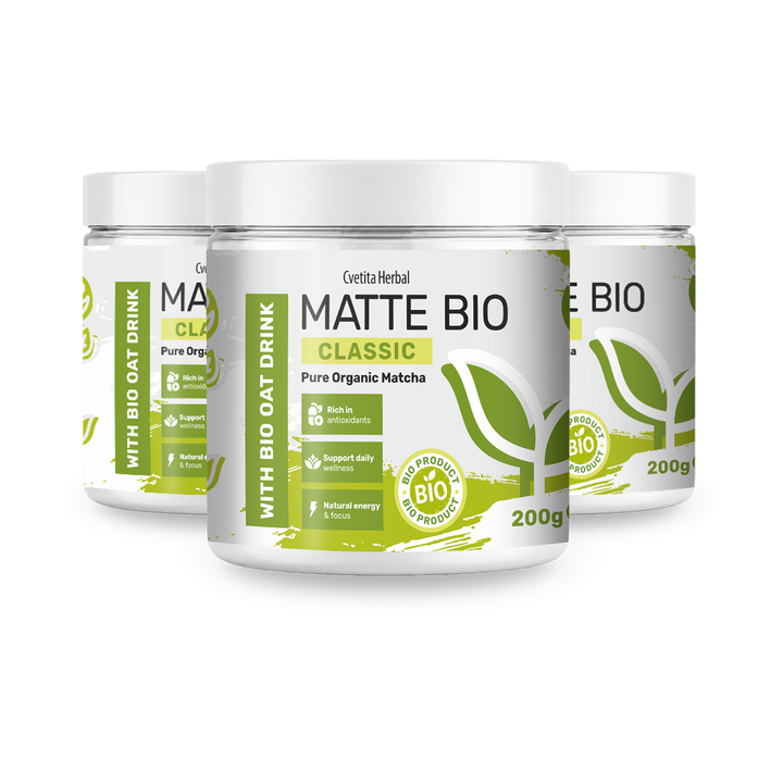 Matte Bio Classic 2+1 - промо пакет с три кутии био матча по 200 г