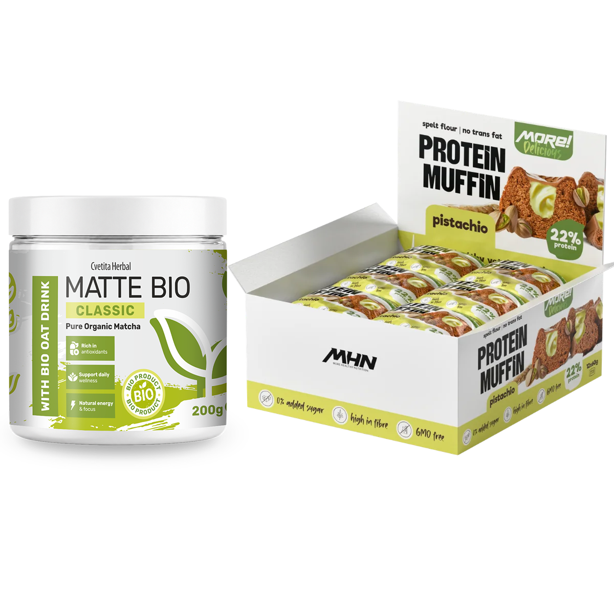 Matte Bio Classic и протеинови мъфини с шам фъстък MHN - комбо пакет