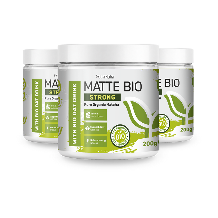 Matte Bio Strong 2+1 - промо пакет с три кутии био матча по 200 г