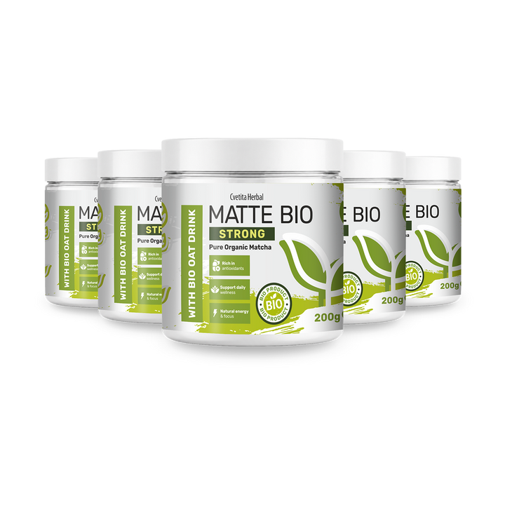 Matte Bio Strong 3+2 - промо пакет с пет кутии био матча по 200 г