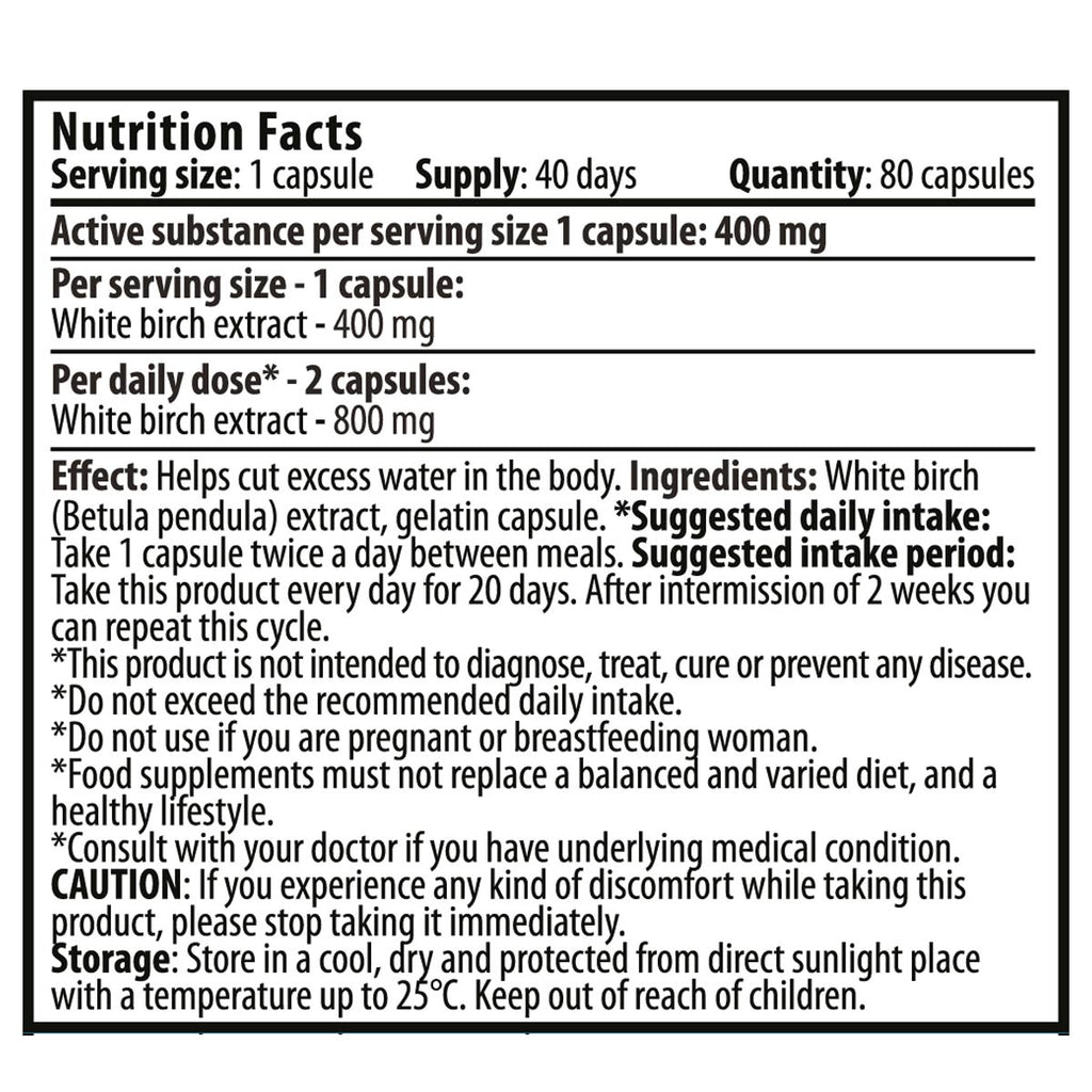 Екстракт Бяла Бреза - WaterCut (80 капсули х 400 mg)