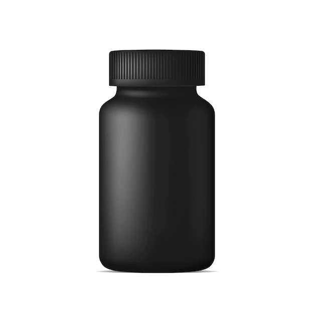 realistic pill bottle black plastic medicine container drugs sport health nutritional supplements mock up template 173800 68