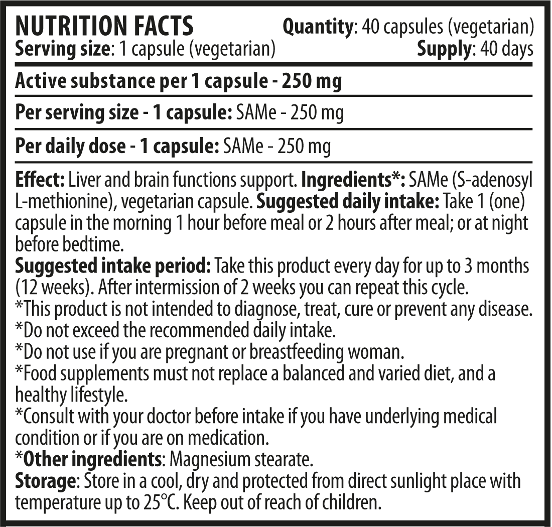 SAMe 117x40mm EN Nutrition Facts