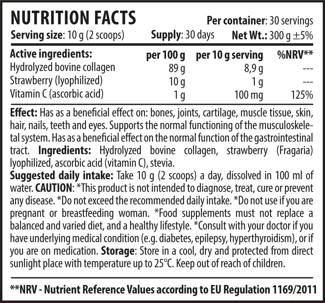 Strawberry Collagen Smoothie 365 Nutrition Facts EN